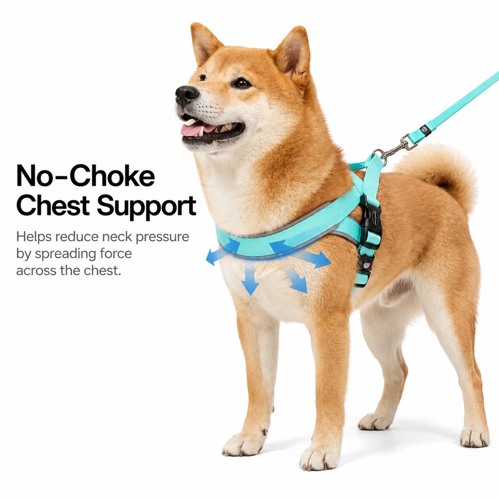 Malloren Quick-Fit Lightweight Dog Harness & Leash Set for Daily Walks - No-Choke Step-In Comfort with Secure Buckle & Back Control Handle