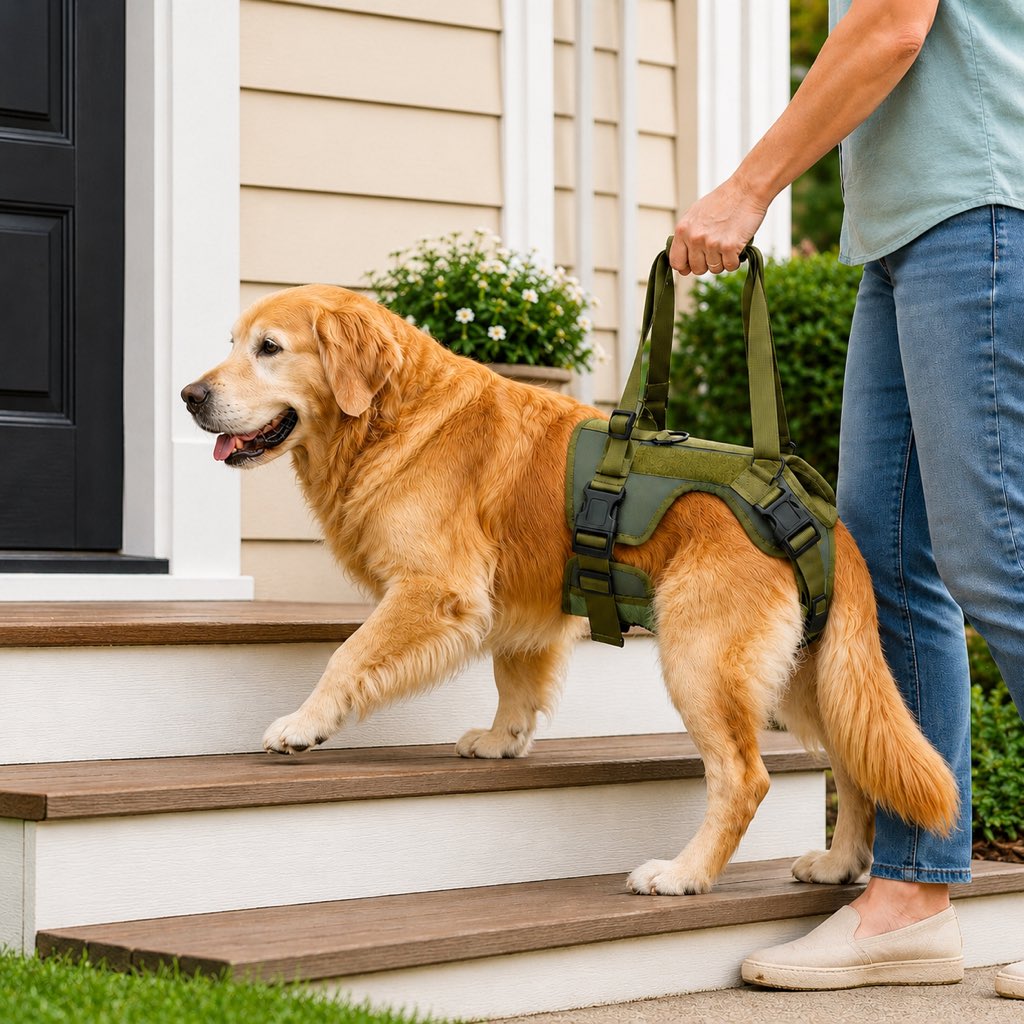 Malloren Rear Support Dog Lift Harness for Stairs, Walks & Recovery - Padded Assist Harness for Senior, Injured & Weak-Hind-Leg Dogs