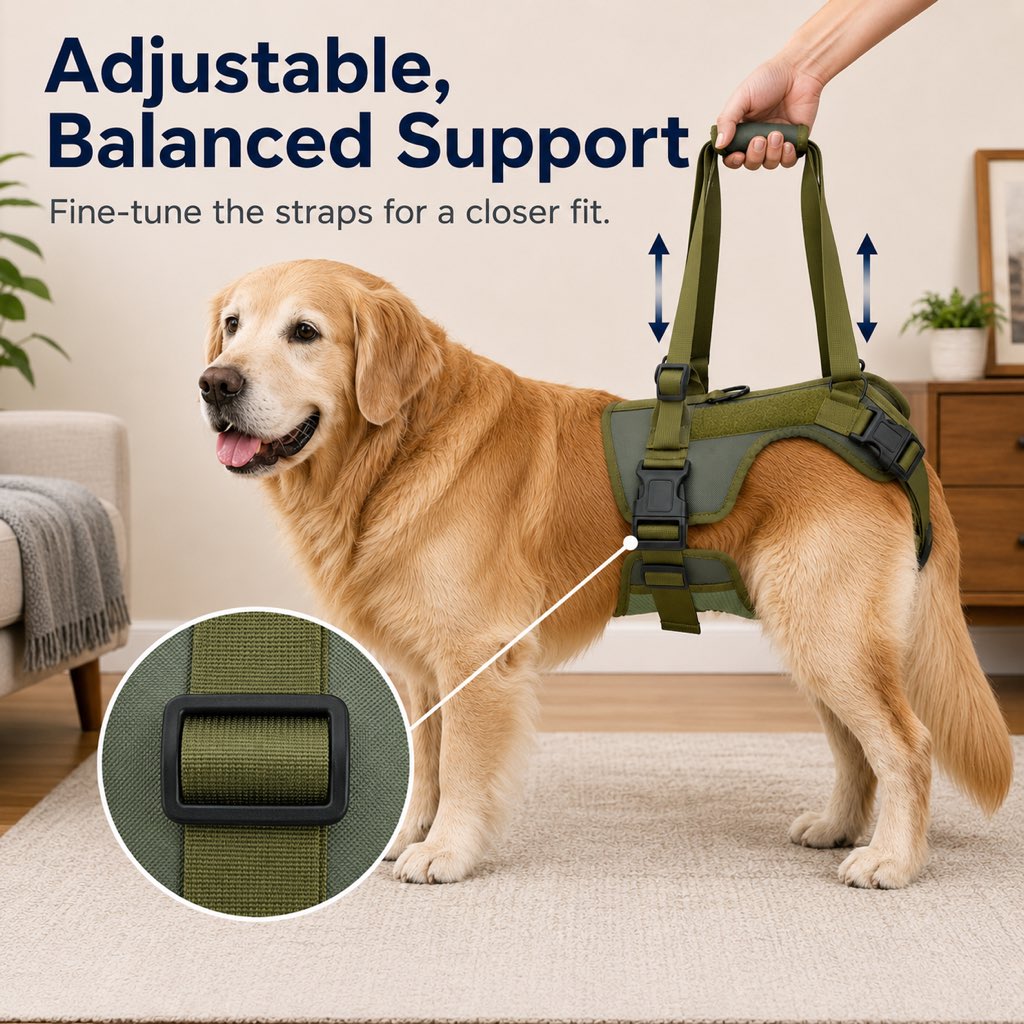 Malloren Rear Support Dog Lift Harness for Stairs, Walks & Recovery - Padded Assist Harness for Senior, Injured & Weak-Hind-Leg Dogs