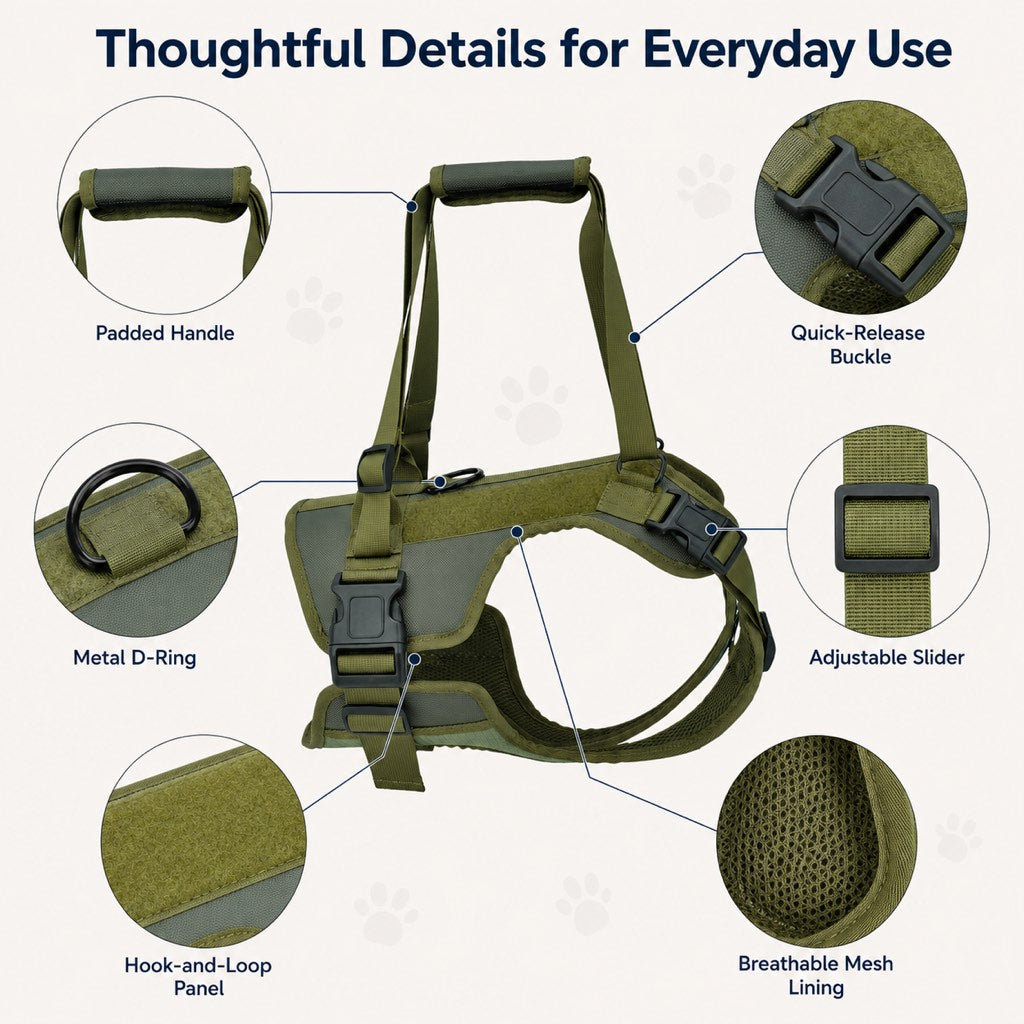 Malloren Rear Support Dog Lift Harness for Stairs, Walks & Recovery - Padded Assist Harness for Senior, Injured & Weak-Hind-Leg Dogs