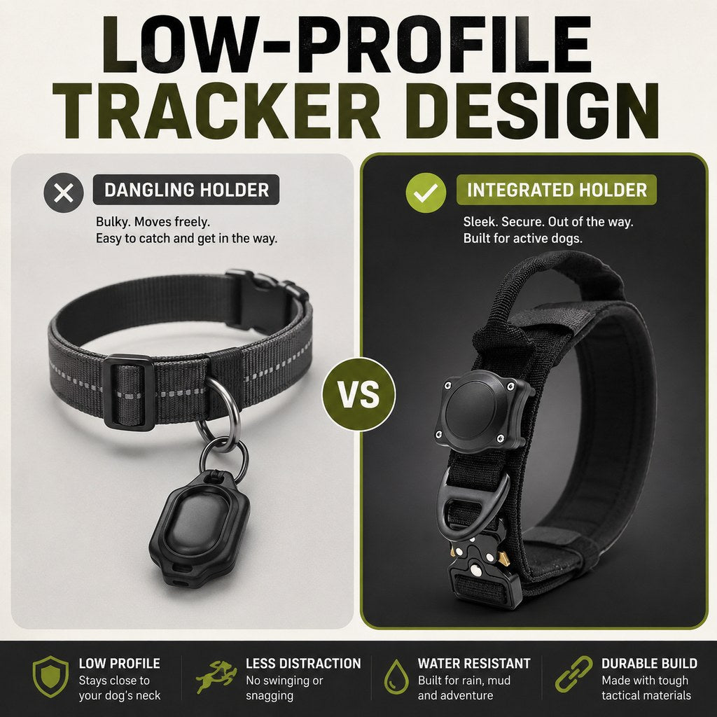 Malloren AirTag-Compatible Tactical Dog Collar with Control Handle - Close Control for Walks, Trails & Busy Areas