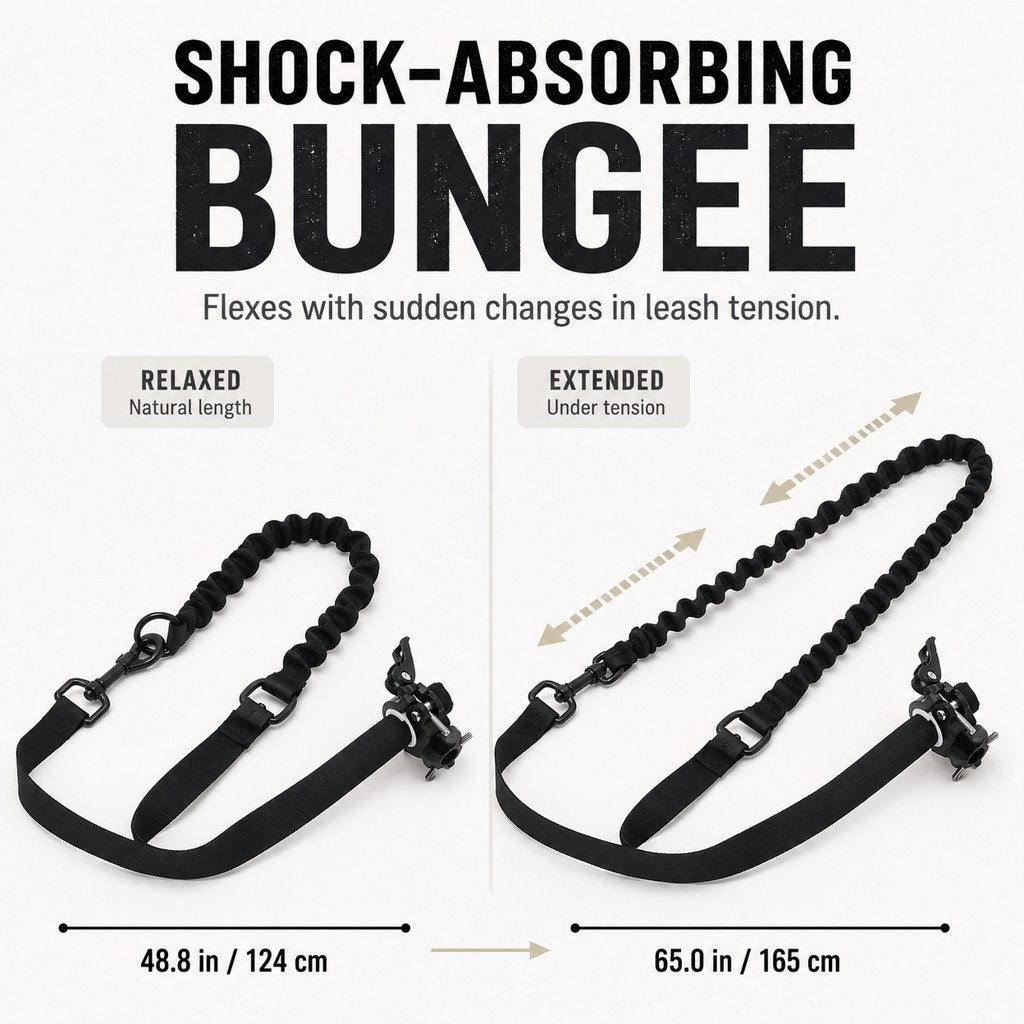 Malloren Hands-Free Dog Bike Leash with Shock-Absorbing Bungee – Bike-Mounted Side Arm for Controlled Side-by-Side Runs
