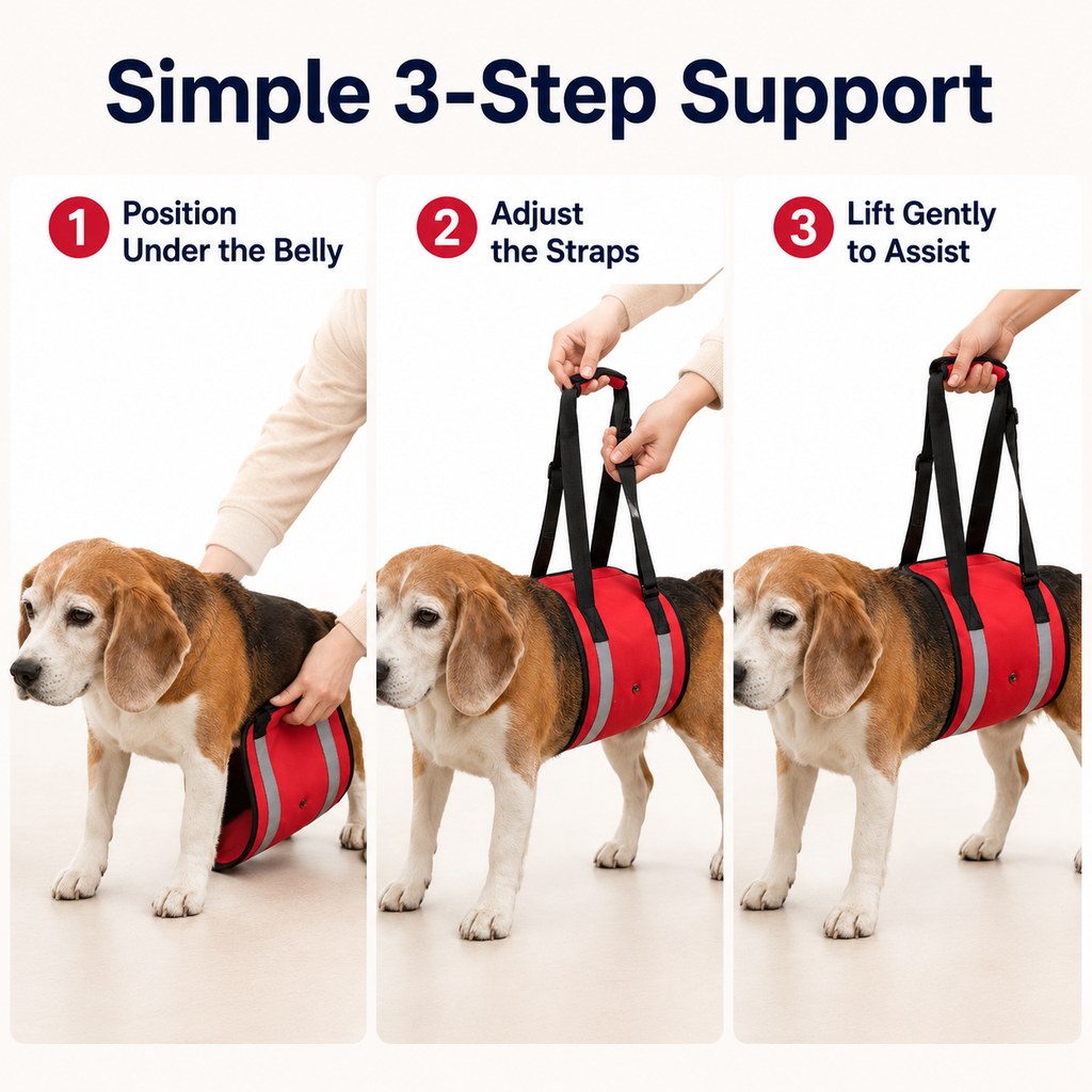 Malloren Reflective Dog Lift Support Sling - Belly Assist for Dogs with Limited Mobility on Stairs, Walks & Car Entry