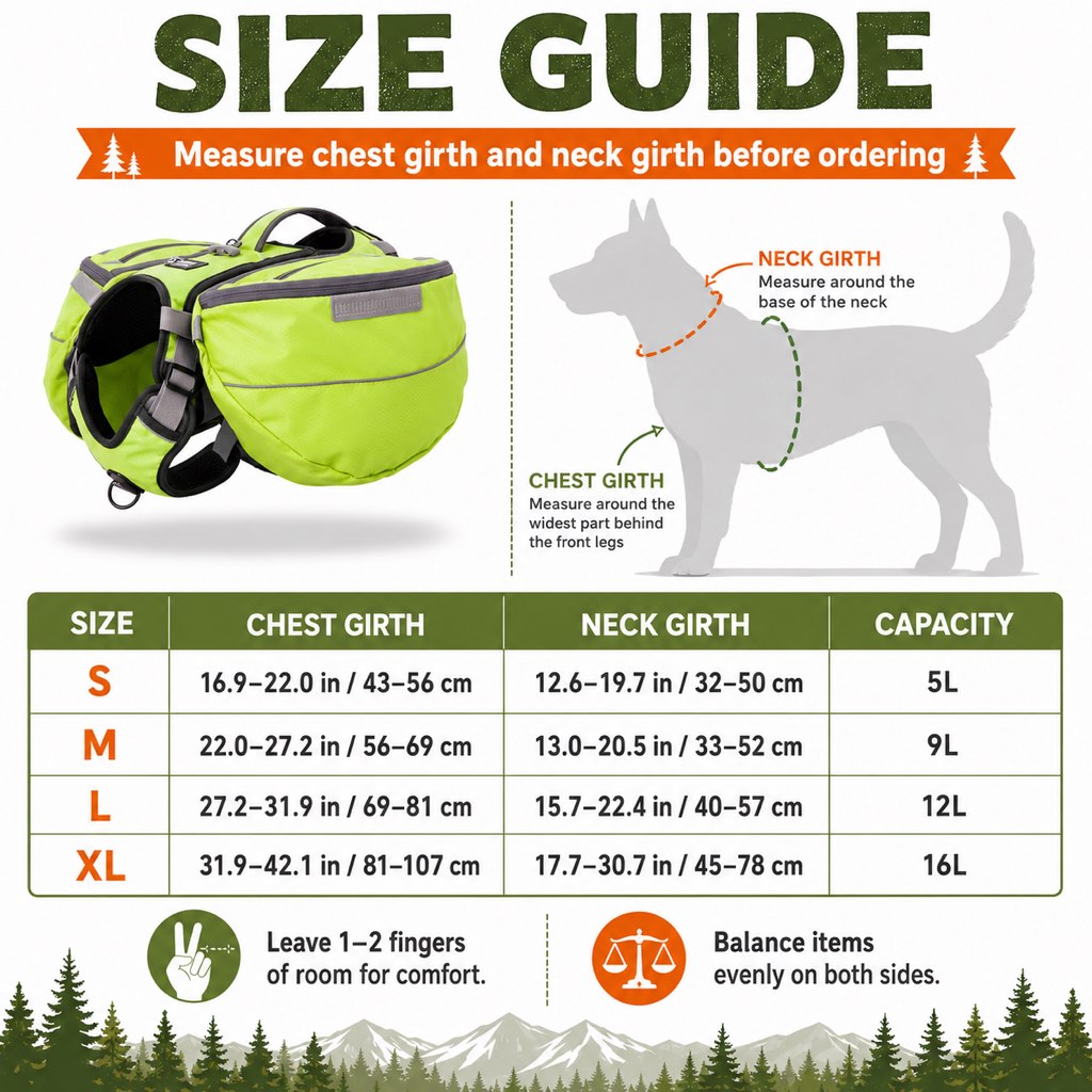 Malloren Dog Saddlebag Backpack Harness for Hiking & Camping - Hands-Free Storage for Water, Treats & Trail Essentials