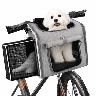 Malloren 4-in-1 Expandable Bike Pet Carrier Backpack for Cats &Small Dogs - Hands-Free Rides, Car Travel & Vet Trips with Extra Breathing Room