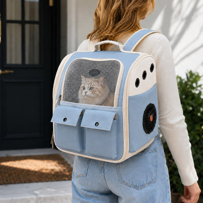 Malloren USB-Powered Dual-Fan Cat Carrier Backpack for Vet Visits & Everyday Travel - Fan-Assisted Cooling for Less-Stuffy Trips