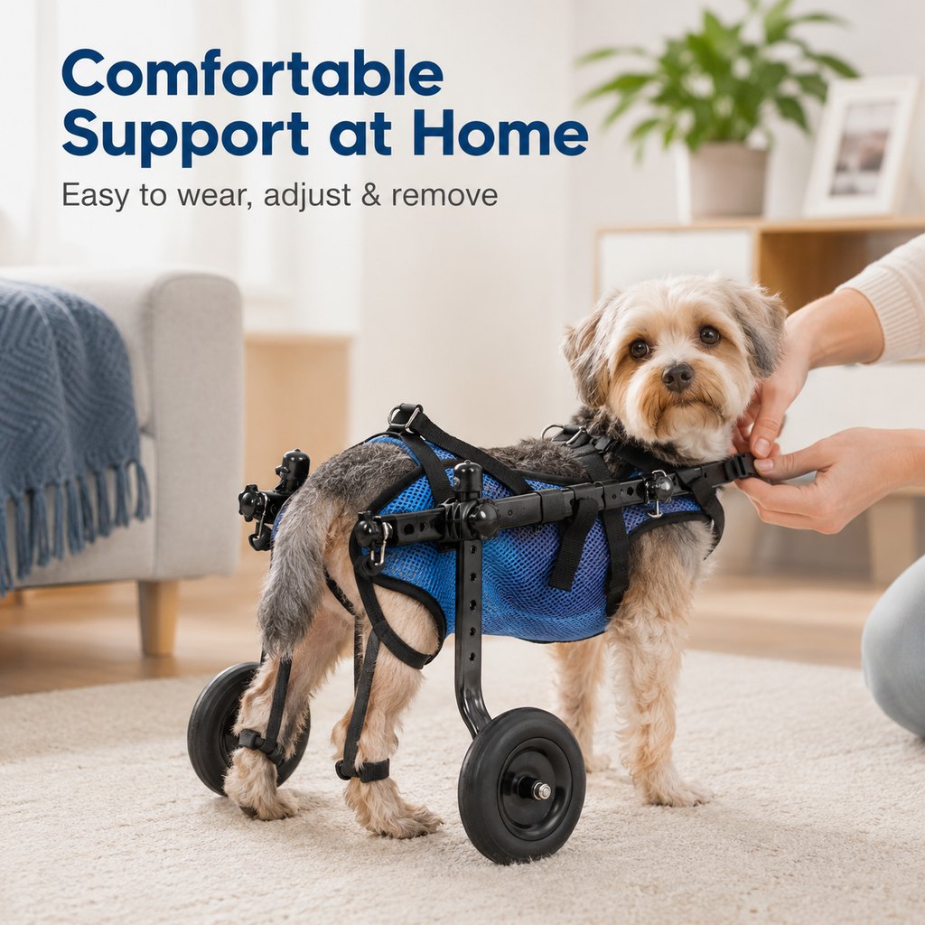 Malloren Adjustable Rear Leg Dog Wheelchair for Daily Walks - Mobility Support Cart for Small Dogs with Weak Back Legs