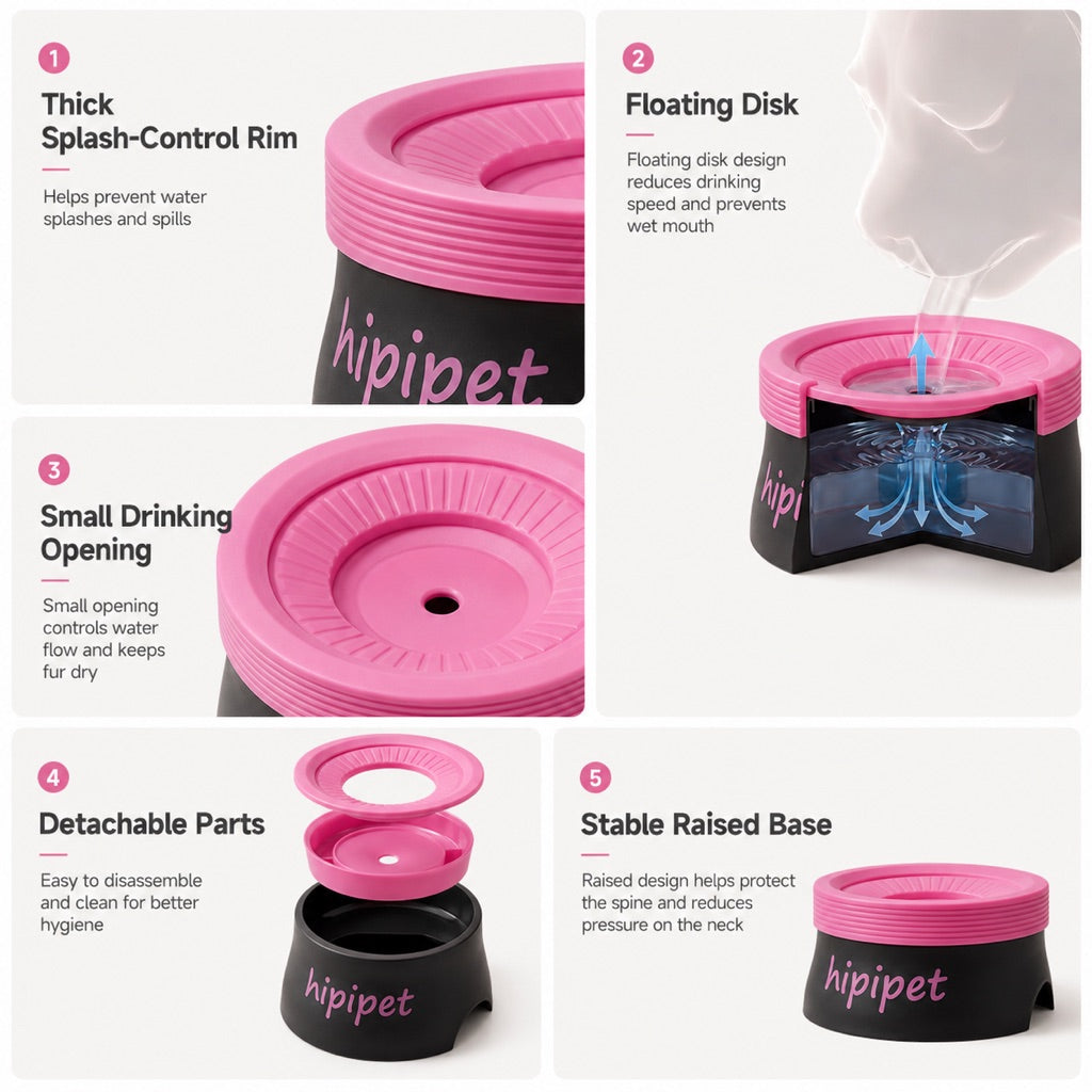 Malloren Frenchie No-Drip Floating Water Bowl for Indoor Daily Drinking - Helps Keep Muzzle Drier & Floors Cleaner
