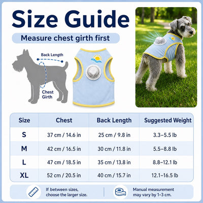 Malloren Cooling Fan Dog Summer Vest for Walks & Outdoor Heat Relief - Lightweight Sun Shirt for Small & Medium Dogs