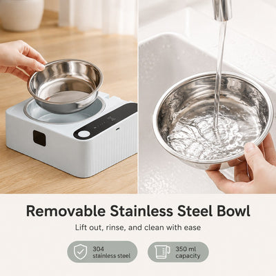 Malloren Smart Motion Sensor Covered Cat Bowl for Cleaner Indoor Feeding - Auto Open Lid Helps Keep Food Covered from Dust, Hair & Flies