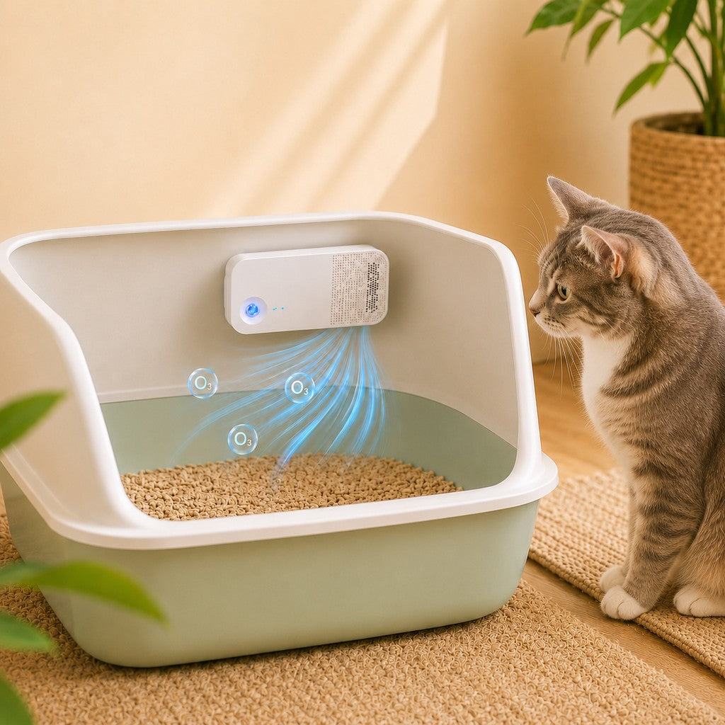 Malloren Smart Litter Box Odor Control Deodorizer for Cats - Cordless Auto-Sensing Pet Odor Purifier