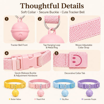 Malloren Smart Pet Tracker Bell Collar for Cats & Small Dogs - Find Hiding Pets Faster at Home, in the Yard & on Daily Walks