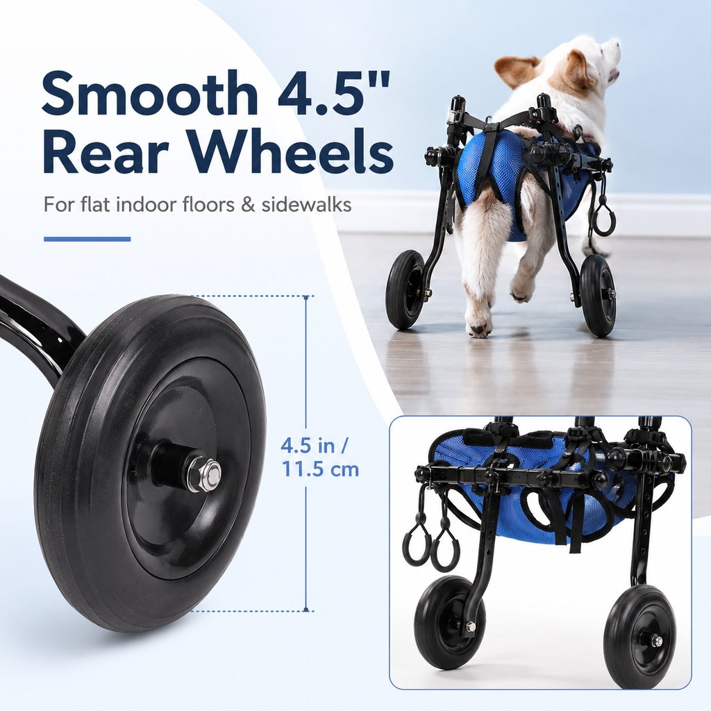 Malloren Adjustable Rear Leg Dog Wheelchair for Daily Walks - Mobility Support Cart for Small Dogs with Weak Back Legs