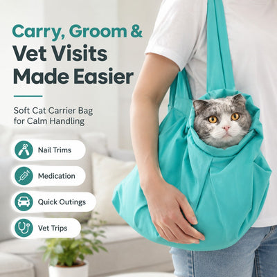 Malloren Soft Cat Carrier Grooming Bag for Vet Visits &Nail Trims - Helps Reduce Scratching During Routine Care