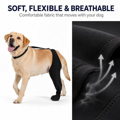 Malloren Adjustable Dog Rear Leg Recovery Sleeve with Paw Cover - Helps Limit Licking During Post-Surgery Rest