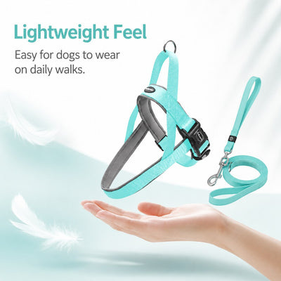 Malloren Quick-Fit Lightweight Dog Harness & Leash Set for Daily Walks - No-Choke Step-In Comfort with Secure Buckle & Back Control Handle