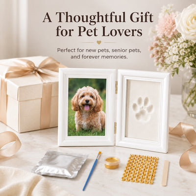 Malloren Pet Paw Print Frame Kit for Dogs & Cats - DIY Keepsake Photo Frame for Home Display, First Paw Memories & Pet Loss Sympathy Gift