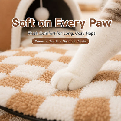 Malloren 3-in-1 Multi-Cat Tunnel Bed & Play Mat for Indoor Cats - Spacious Cozy Hideaway for Shared Rest, Play & Less Bed Competition