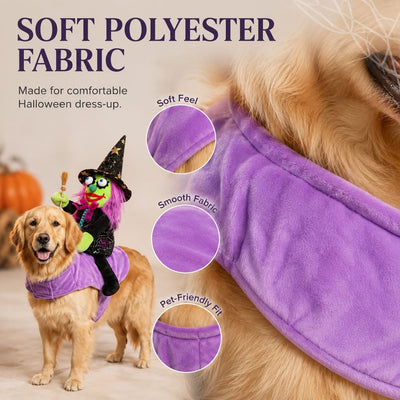Malloren 3D Witch Rider Halloween Pet Costume for Trick-or-Treating, Parties & Photos – Instant Funny Look for Dogs & Cats