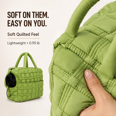 Malloren Quilted Pet Carrier Tote for Cats & Small Dogs – Easy Hand & Shoulder Carry for Walks, Errands & Everyday Outings