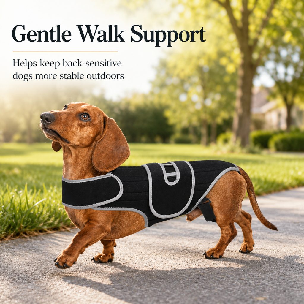 Malloren SpineGuard Dog Back Support Vest for Dachshunds & Corgis - Adjustable Spinal Support Brace for Senior Dogs, Recovery Days & Gentle Walks