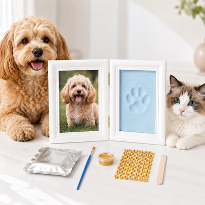 Malloren Pet Paw Print Frame Kit for Dogs & Cats - DIY Keepsake Photo Frame for Home Display, First Paw Memories & Pet Loss Sympathy Gift