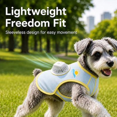 Malloren Cooling Fan Dog Summer Vest for Walks & Outdoor Heat Relief - Lightweight Sun Shirt for Small & Medium Dogs