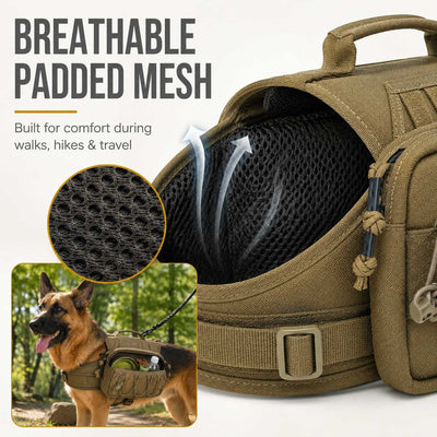 Malloren Tactical Dog Backpack Harness for Hiking, Camping & Daily Walks - Hands-Free Storage for Water, Treats & Poop Bags