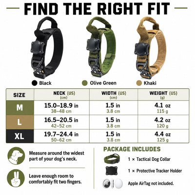 Malloren AirTag-Compatible Tactical Dog Collar with Control Handle - Close Control for Walks, Trails & Busy Areas