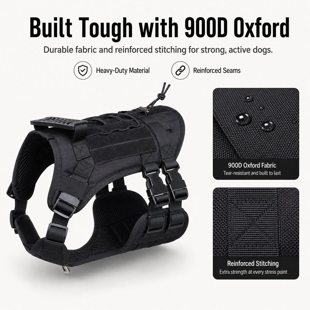 Malloren Tactical Dog Harness Backpack for Large Dogs - Outdoor Walking, Training & Hiking Gear with Load Carrying Pouch