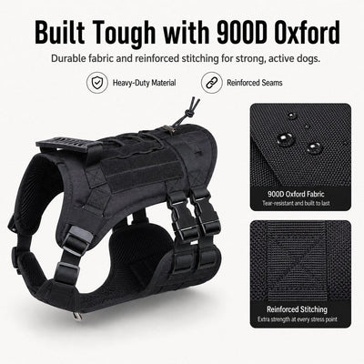 Malloren Tactical Dog Harness Backpack for Large Dogs - Outdoor Walking, Training & Hiking Gear with Load Carrying Pouch