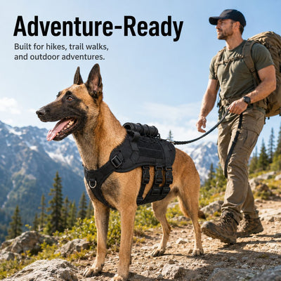 Malloren Tactical Dog Harness Backpack for Large Dogs - Outdoor Walking, Training & Hiking Gear with Load Carrying Pouch