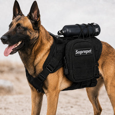 Malloren Tactical Dog Harness Backpack for Large Dogs - Outdoor Walking, Training & Hiking Gear with Load Carrying Pouch