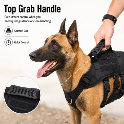 Malloren Tactical Dog Harness Backpack for Large Dogs - Outdoor Walking, Training & Hiking Gear with Load Carrying Pouch