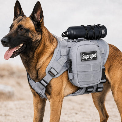 Malloren Tactical Dog Harness Backpack for Large Dogs - Outdoor Walking, Training & Hiking Gear with Load Carrying Pouch