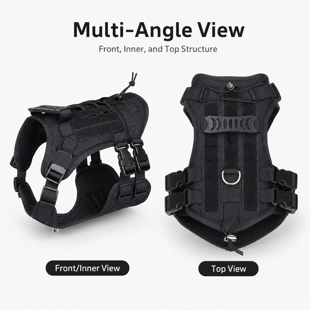 Malloren Tactical Dog Harness Backpack for Large Dogs - Outdoor Walking, Training & Hiking Gear with Load Carrying Pouch