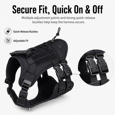 Malloren Tactical Dog Harness Backpack for Large Dogs - Outdoor Walking, Training & Hiking Gear with Load Carrying Pouch