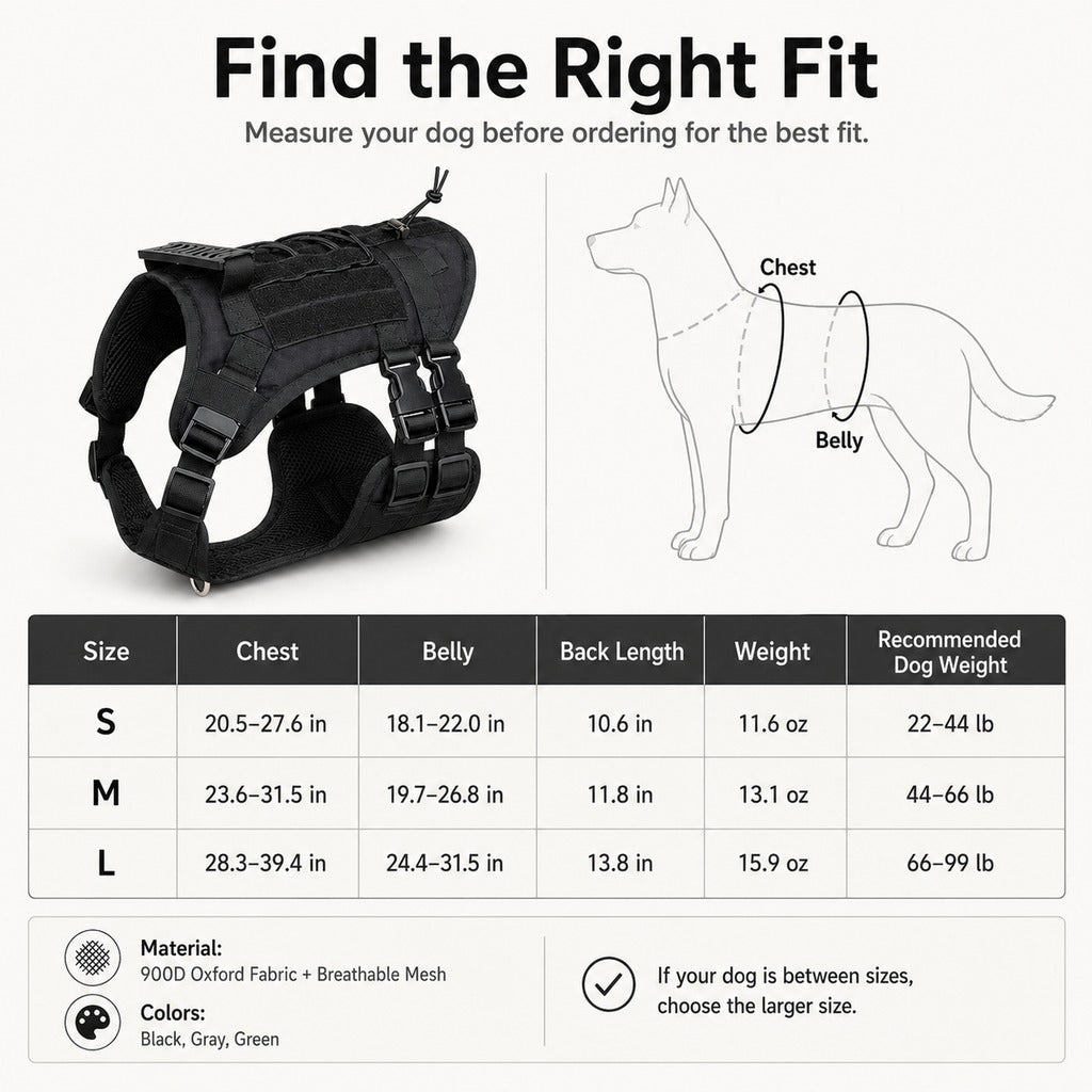 Malloren Tactical Dog Harness Backpack for Large Dogs - Outdoor Walking, Training & Hiking Gear with Load Carrying Pouch