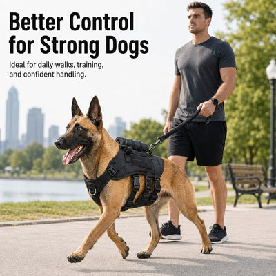 Malloren Tactical Dog Harness Backpack for Large Dogs - Outdoor Walking, Training & Hiking Gear with Load Carrying Pouch