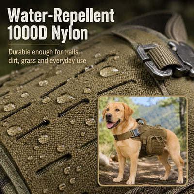 Malloren TrailGuard K9 Tactical Dog Backpack Harness with Dual Side Pouches for Hiking, Camping & Outdoor Walks