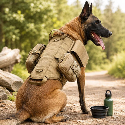 Malloren TrailGuard K9 Tactical Dog Backpack Harness for Hiking, Training & Better Control on Outdoor Walks