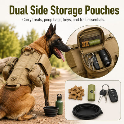 Malloren TrailGuard K9 Tactical Dog Backpack Harness for Hiking, Training & Better Control on Outdoor Walks