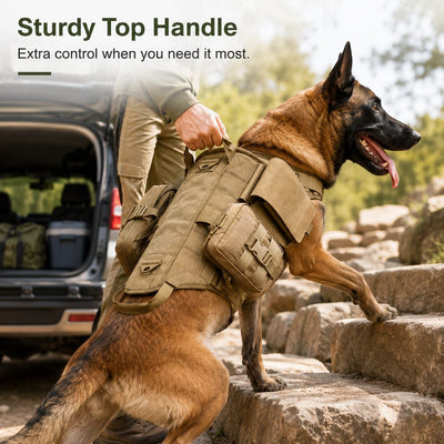 Malloren TrailGuard K9 Tactical Dog Backpack Harness for Hiking, Training & Better Control on Outdoor Walks