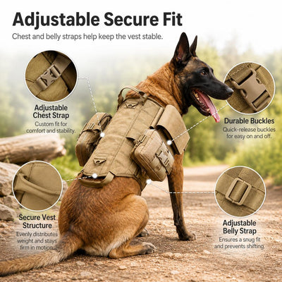 Malloren TrailGuard K9 Tactical Dog Backpack Harness for Hiking, Training & Better Control on Outdoor Walks