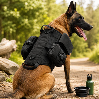 Malloren TrailGuard K9 Tactical Dog Backpack Harness for Hiking, Training & Better Control on Outdoor Walks