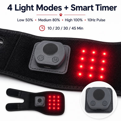Malloren Rechargeable Red Light Therapy Dog Knee Wrap for Senior Dogs - At-Home Leg Comfort Support for Post-Walk Stiffness & Mobility Care