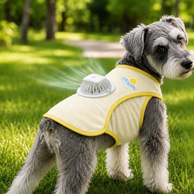Malloren Cooling Fan Dog Summer Vest for Walks & Outdoor Heat Relief - Lightweight Sun Shirt for Small & Medium Dogs