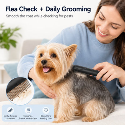 Malloren Electric Flea Comb for Dogs & Cats – At-Home Flea Check & Loose Hair Grooming Without Sprays