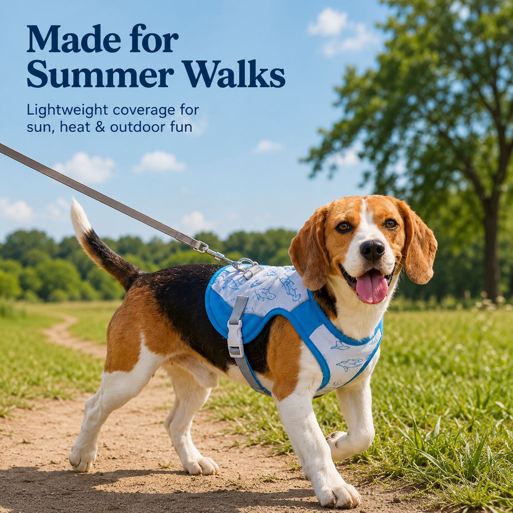 Malloren Water-Activated Dog Cooling Sun Vest for Summer Walks, Camping & Outdoor Heat Relief