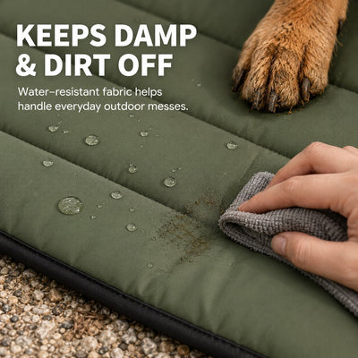 Malloren Portable Roll-Up Dog Travel Mat for Camping & Car Trips - Keeps Pets Off Damp, Dirty Ground